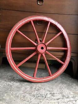 Antique Old Vintage Steel Rim Wooden Wagon Wheel Painted Circus Theme