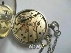 Antique Pocket Watch Silver Mechanical Cylinder-key Swiss Rubis Rare Old 19th