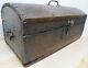 Antique Small Dome Top Trunk Treasure Chest Wooden Document Box Old Worn Patina