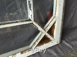 Antique Stained Colored Glass Transom Window Sash 23x40 Old Shabby Vtg 543-18E