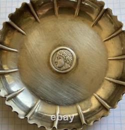 Antique Sterling Silver Dukach Saucer Plate 925 Dish Coin Etched Rare Old 20th