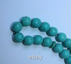 Antique Very Old Rosary Masbaha Blue Natural Sinai Turquoise 33 Beads 40g Rosary
