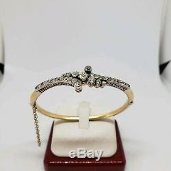 Antique Victorian 14K Yellow gold 2 Carats Old Mine Cut Diamonds Bangle bracelet