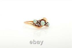 Antique Victorian 1870s. 75ct Natural OPAL Old Mine Cut Diamond 14k Gold Ring