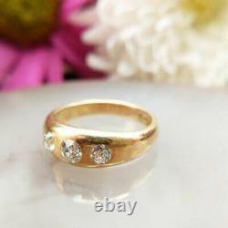 Antique Victorian 18ct Gold Old Cut Diamond Gypsy Ring, Vintage Trilogy, UK N