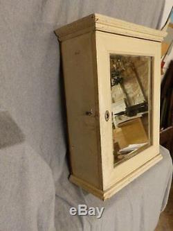 Antique Victorian Medicine Cabinet Cupboard Old Vintage Beveled Mirror 5280-15