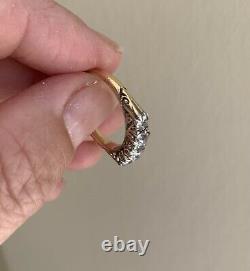 Antique Victorian Old Cut Diamond 5 Stone 18ct Gold Ring Half Eternity Gypsy 1ct
