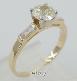 Antique Vintage 0.87 ct 14k Gold Old European Diamond 3-Stone Engagement Ring