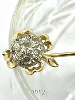 Antique Vintage 14 K Gold Old Miner Diamond Tie Pin