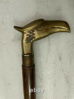 Antique Vintage Brass Teakwood Walking Stick Old Rare Collectible