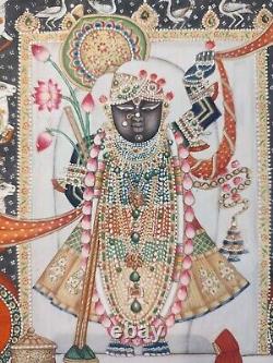 Antique Vintage Hand Painted Krishna Shreenath Ji Pichwai Painting on Old Paper