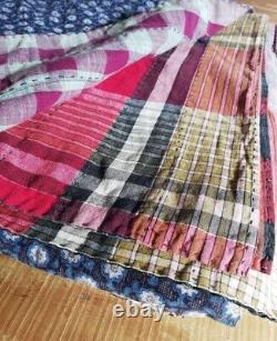 Antique Vintage Japanese BORO Old Cloth Patch Indigo Floral Fabric Japan 78x78