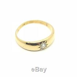 Antique Vintage Old Cut Diamond 18ct Yellow Gold Gypsy Ring Circa 1920 Size Q