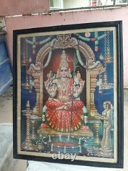 Antique Vintage Old Rare Print Hindu Goddess Parvati Madurai Meenakshi Devi A89