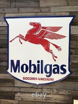 Antique Vintage Old Style 40 Mobilgas Shield Motor Oil Mobil Gas Sign