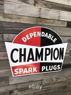 Antique Vintage Old Style Champion Spark Plugs Sign