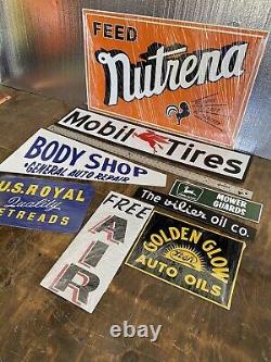 Antique Vintage Old Style Signs Lot Of 8 BLEMISH BUNDLE #4