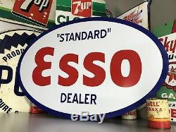 Antique Vintage Old Style Standard Esso Oval Dealer Sign