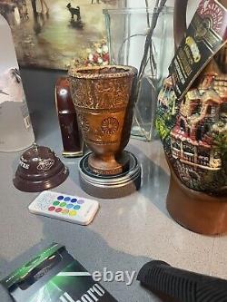 Antique very old wood cup with Greek symbols