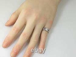 Art Deco Diamond Engagement Ring Old European Sapphire Antique 18K White Gold