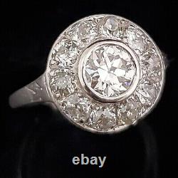 Art Deco GIA Transitional & Old European Cut Diamond Ring Halo Platinum Vintage