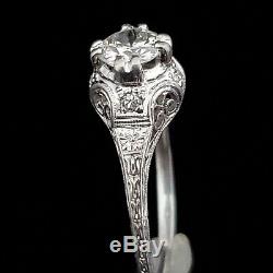 Art Deco Old European Cut Diamond Platinum Ring Engagement or Fashion c. 1920s