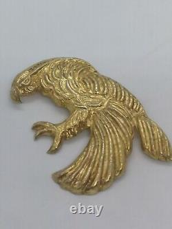 Brooch Eagle Silver Gold Plated Small Mark Stamp Old Vintage Antique Handmade