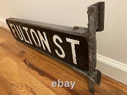 C1950's FULTON STREET Antique Sign Brooklyn NY Vintage Old NYC New York X-RARE
