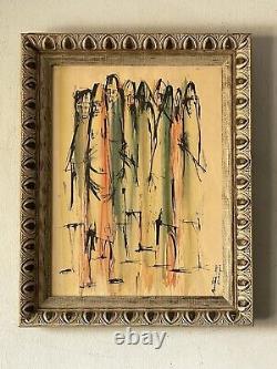 Cool Antique MID Century Modern Abstract Oil Painting Old Vintage Cubism Cubist