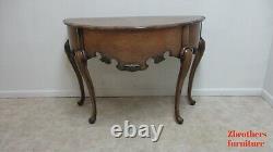 Custom French Country Carved Demilune Old Word Sofa Hall Foyer Table Console