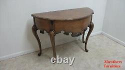 Custom French Country Carved Demilune Old Word Sofa Hall Foyer Table Console