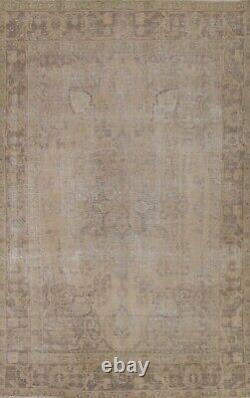 Distressed Vintage Geometric Traditional Area Rug 7x9 Hand-Knotted Wool Carpet
