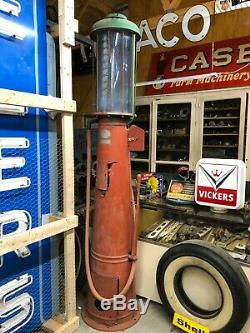 Early OLD G&B 176 Visible GAS PUMP Vintage Antique Oil BLUE CYLINDER Station WOW