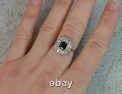 Edwardian Platinum 1.6ct Old Cut Diamond & Sapphire Cluster Ring