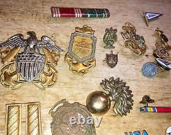 Estate Lot Mixed Old Vintage & Antique MILITARY PINS AND BADGES 35 Pieces As Is