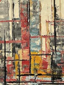 FANTASTIC ANTIQUE MID CENTURY MODERN ABSTRACT OIL PAINTING OLD VINTAGE 1960s