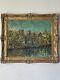 Fantastic Antique Mid Century Modern Abstract Oil Painting Old Vintage City