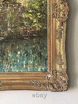 Fantastic Antique MID Century Modern Abstract Oil Painting Old Vintage City