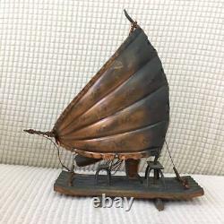 Figurine ship raft metal copper color antique vintage interior old-fashioned