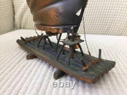 Figurine ship raft metal copper color antique vintage interior old-fashioned