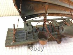 Figurine ship raft metal copper color antique vintage interior old-fashioned