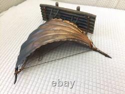 Figurine ship raft metal copper color antique vintage interior old-fashioned