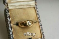 Fine Antique 18 Carat Yellow Gold Old Cut Diamond Star Gypsy Pinky Ring Uk F