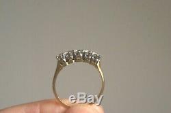 Fine Antique 18ct Gold & Plat 0.55ct Old Cut Diamond Five Stone Half Hoop Ring