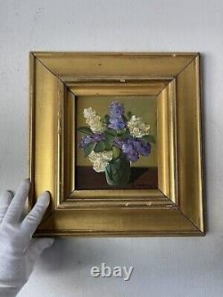 Fine Antique Still Life Impressionist Oil Painting Old Vintage Modern Flowers 56