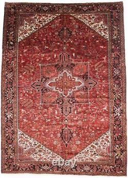 Geometric Design Vintage 11X15'5 Palatial Heriz Oriental Rug Farmhouse Carpet