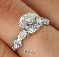 Gia 2.30ct Antique Vintage Old European Cut Diamond Engagement Wedding Ring Pt