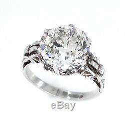 Gia 4.57ct Antique Art Nouveau Old Mine Diamond Solitair Engagement Wedding Ring