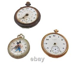 Group Of 3 Old Vintage Antique Pocket Watches, Non-working As Pictured