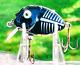 Heddon Tiny Punkinseed Vintage Fishing Old Lure Black Skeleton Herringbone Fish